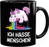 Kaffee-Tasse mit Spruch Ich hasse Menschen kotzendes Produktbild-Vorschau 1