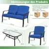 Diagram showing the dimensions of a patio furniture set. Podgląd zdjęcia produktu