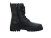 A black leather combat boot is shown against a white background. Produktbild-Vorschau