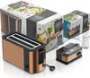 A set of kitchen appliances, including a toaster and an egg cooker, displayed with their packaging. Produktbild-Vorschau