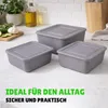 Boîtes de conservation carrées, lot de 3, gris Voir les images du produit 4