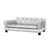 A silver pet sofa with a tufted back and studded trim, shown from the front. Náhled obrázku produktu
