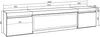 A technical drawing with dimensions of a TV cabinet. Produktbild-Vorschau