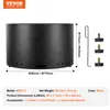A black cylindrical fire pit with dimensions and accessories shown. Produktbild-Vorschau