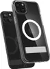 Two iPhone cases are shown, one in the foreground and one slightly behind it. The case in the foreground has a clear back with a white ring and a silver kickstand. The Apple logo is visible through the clear case. Anteprima dell’immagine prodotto