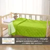 A green quilted blanket on a child's bed. Produktbild-Vorschau