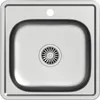 A top-down view of a stainless steel kitchen sink. Produktbild-Vorschau