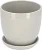 A gray ceramic flower pot with a matching saucer, isolated on a white background. Náhled obrázku produktu
