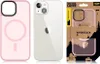 A pink iPhone case and packaging are shown next to an iPhone. Produktbild-Vorschau