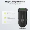 A black car charger with a USB port is shown, with text listing compatible devices. Anteprima dell’immagine prodotto
