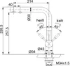 Technical drawing of a faucet with dimensions and angles. Anteprima dell’immagine prodotto