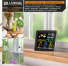 A collage of images showing a weather station and its components, with marketing text. Podgląd zdjęcia produktu
