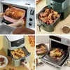 Collage of images showing silicone inserts for air fryers and ovens, with food being cooked in them. Anteprima dell’immagine prodotto