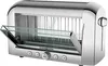 A silver toaster with a glass door that is open. Podgląd zdjęcia produktu