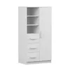 A white wardrobe with shelves and drawers, shown against a white background. Náhľad obrázku produktu