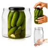 A collage of images showing glass jars for preserving food, including one filled with pickles and another being held by a hand. Produktbild-Vorschau