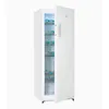 A white upright refrigerator with its door open, revealing bottles on shelves. Produktbild-Vorschau