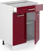 A kitchen base cabinet with a red high-gloss finish and a white exterior. Anteprima dell’immagine prodotto
