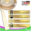 A roll of edge banding material with informational graphics and text overlays. Produktbild-Vorschau