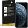 A product box for an anti-spy screen protector for an iPhone, next to the iPhone itself. Produktbild-Vorschau