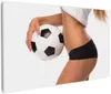 Wallario Premium Leinwandbild Fußball - sexy Frau mit einem Produktbild-Vorschau 1