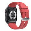 The back of a smartwatch with a red strap is shown against a white background. Náhled obrázku produktu
