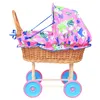 Puppenwagen aus Weide in Retro-Stil ROSA MIT TEDDYBÄREN Produktbild-Vorschau 3