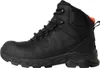 A black work boot with orange accents, shown from the side against a white background. Produktbild-Vorschau