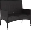 Panca da giardino a 2 posti con cuscini in poly rattan nero Anteprima dell’immagine prodotto 4