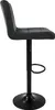 A side view of a black bar stool with a gray upholstered seat and backrest. Voir les images du produit