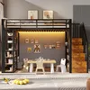 Łóżko piętrowe z listwą LED, metalową ramą, półką, Podgląd zdjęcia produktu 6