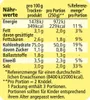 Nutritional information table for a food product. Náhľad obrázku produktu