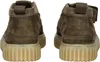 A pair of brown Clarks Torhill LaceHi sneakers shown from the back. Produktbild-Vorschau