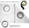 Close-up of curtain grommets with measurement details and a decorative tie-back. Produktbild-Vorschau