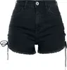 Urban Classics Hotpant Damen Ladies Highwaist Denim Lace Up Produktbild-Vorschau 6