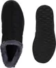 A top-down view of a pair of black winter boots with gray fur lining, shown next to a view of the sole. Produktbild-Vorschau