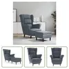 De Living Store fauteuil met hocker, donkergrijs, fluweel Productafbeelding-voorbeeld 10