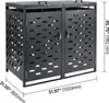 A dark gray, two-door storage shed for trash cans, with dimensions indicated. Náhled obrázku produktu