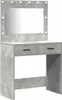 A vanity table with a mirror and lights. Voir les images du produit