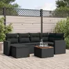7-tlg. Garten-Sofagarnitur mit Kissen Schwarz Poly Rattan Produktbild-Vorschau 1