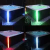 A collage of four images showing an outdoor whirlpool with different colored LED lighting. Podgląd zdjęcia produktu