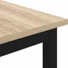 Close-up of the corner of a table with a wood-grain top and black legs. Voir les images du produit