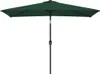 A rectangular green patio umbrella is shown against a white background.