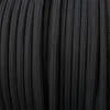 A close-up, full-frame view of black fabric-covered electrical cable coiled tightly. Produktbild-Vorschau