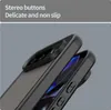 Close-up of a black phone case, showing the side buttons and camera area. Produktbild-Vorschau