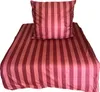 A duvet cover and pillowcase set with red and pink stripes. Produktbild-Vorschau