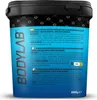A black plastic tub of BODYLAB Vegan Protein powder with blue and white labeling. Produktbild-Vorschau