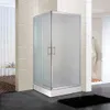 A modern bathroom with a frosted glass shower enclosure. Produktbild-Vorschau