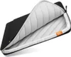 An open black laptop sleeve with a padded gray interior. Produktbild-Vorschau