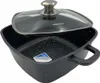 A square frying pan with a glass lid, shown from a slightly elevated angle against a white background. Produktbild-Vorschau